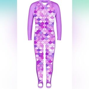 New 1PCS Girls Long Sleeve Swimsuit UPF 50+Rashguard Zipper Footed